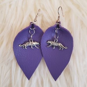 New Purple LSU handmade leather earrings